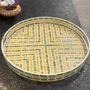 Mosaic Patterned Round Tray